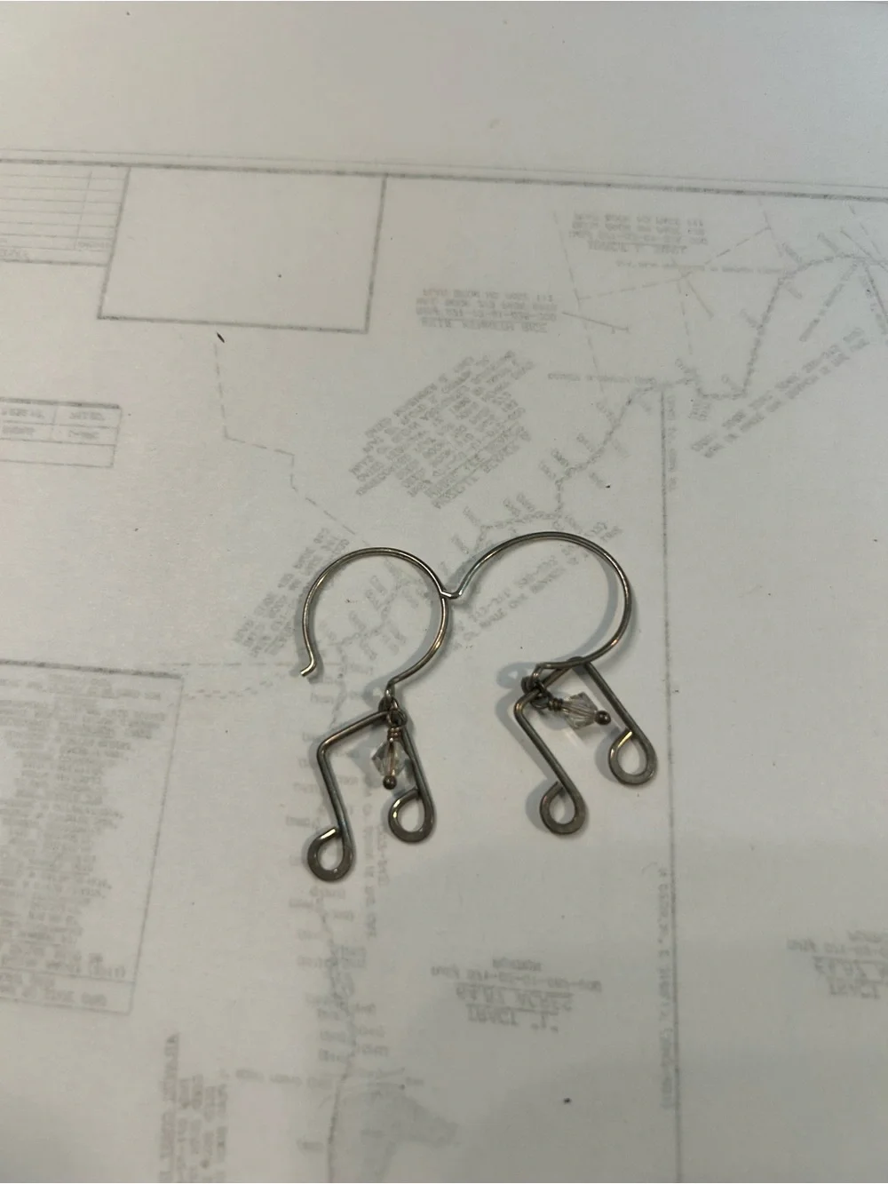Silver Musical Note Dangle Earrings - Unbranded